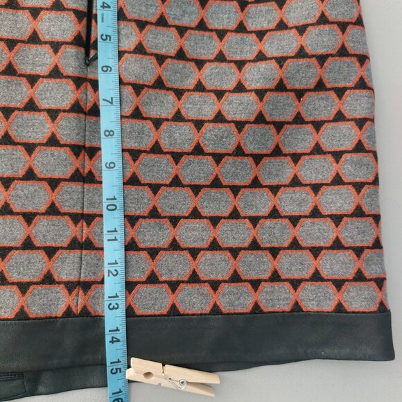 Karen Millen Skirt Wool Blend Geometric Wrap Sz 6 Mod Retro Tweed Mini Like New - Picture 9 of 13